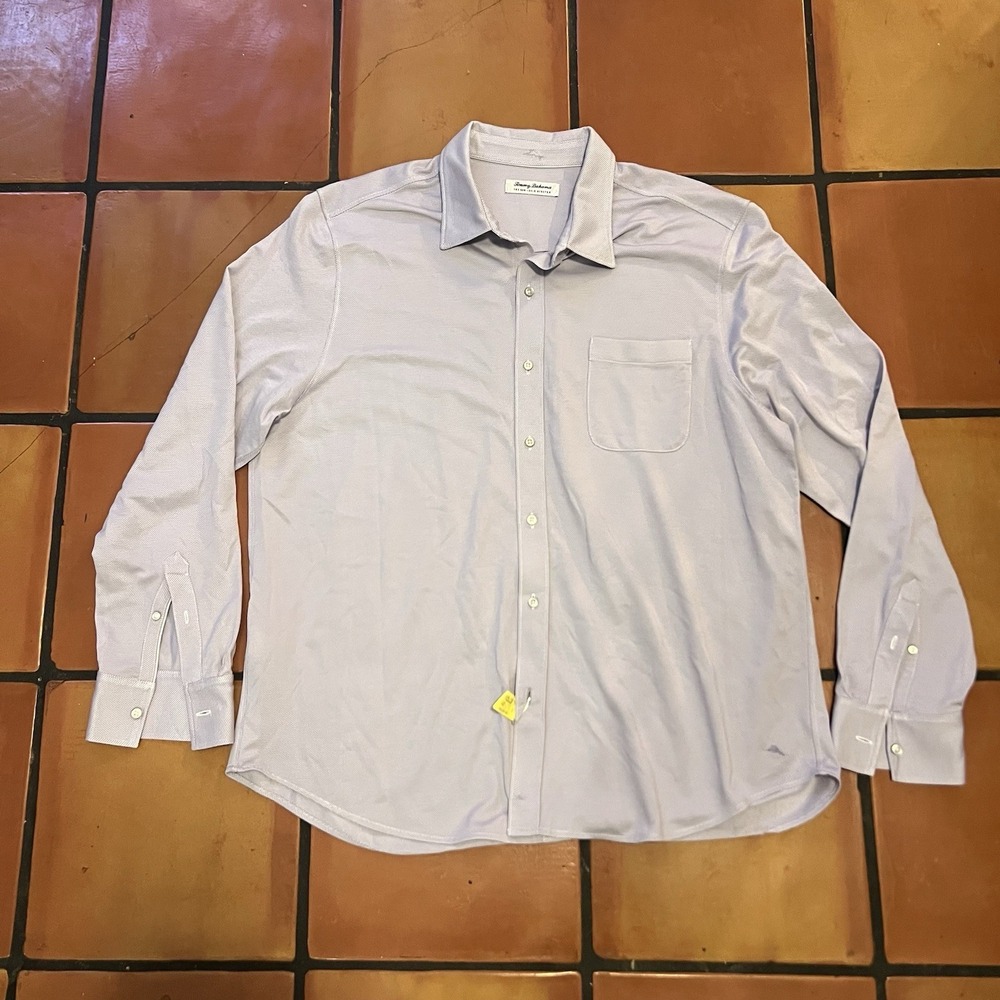 Tommy Bahama Shirt Mens 2XL Purple Island Zone San Lucio Stretch Preppy EUC